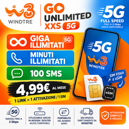 Windtre unlimited xxs 5g - go,