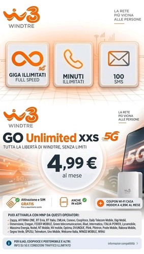 Windtre unlimited xxs 5g - go,